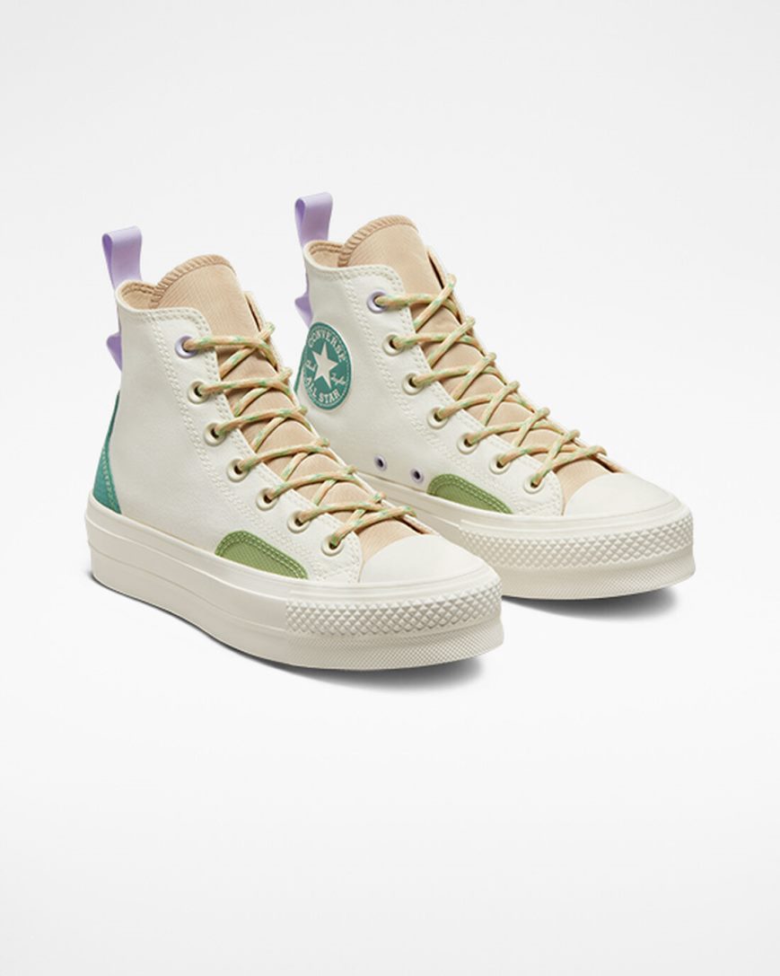 Women's Converse Chuck Taylor All Star Lift Colorblock Overlay High Top Platform Shoes Beige | AU C3E15C